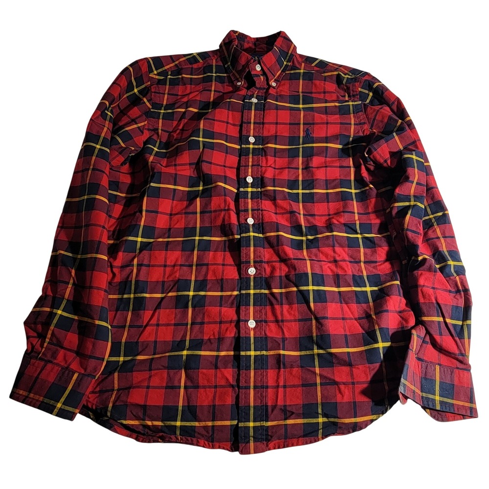 Polo Ralph Lauren Mens Classic Fit Red Plaid Button Down Shirt Medium